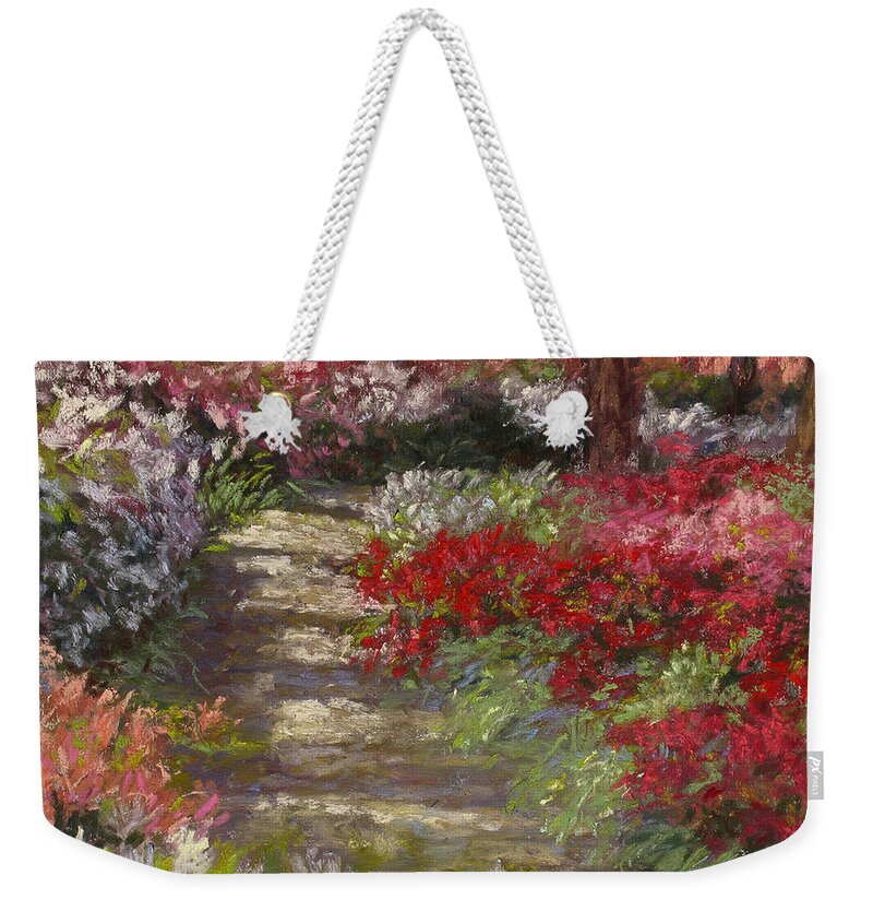 Azalea Garden Weekender Tote Bag featuring the painting Pure Joy by L Diane Johnson