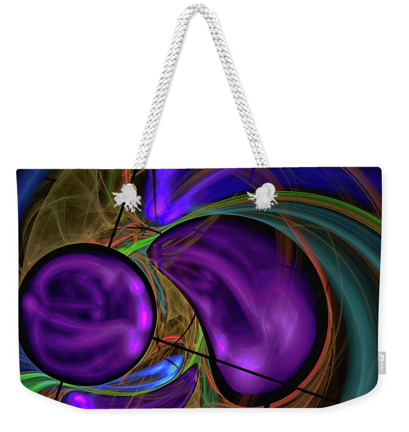 Fractal Weekender Tote Bag featuring the digital art Purple Anyone by Deborah Benoit