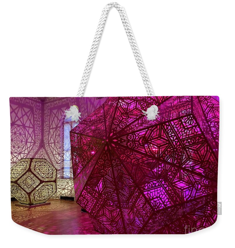 Purple Cubes Weekender Tote Bag featuring the photograph Purple Cubes by Flavia Westerwelle