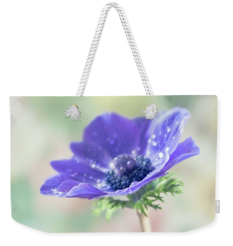 Anemone Weekender Tote Bag featuring the photograph Purple is the pantone color for 2018. by Usha Peddamatham