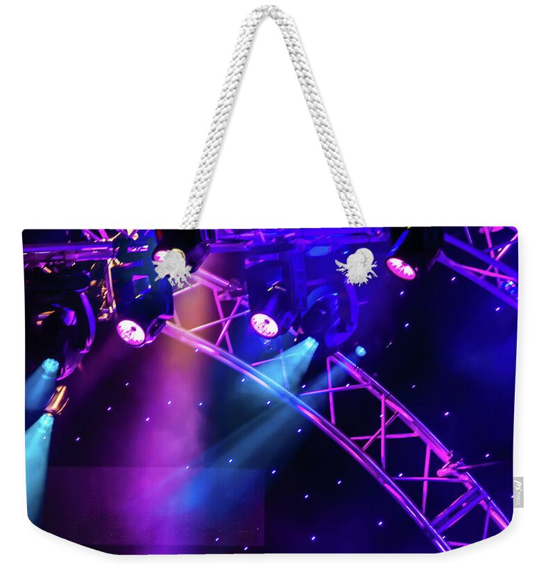 Concert Weekender Tote Bag featuring the photograph Purple Light by Pamela Williams
