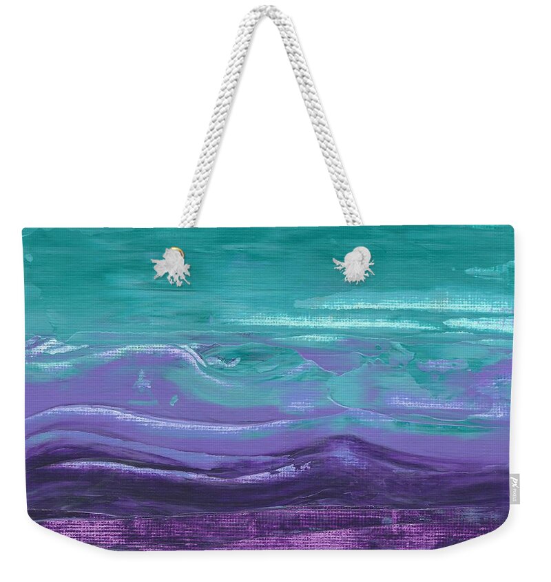 Waves Weekender Tote Bag featuring the painting Purple majesty by Monica Martin