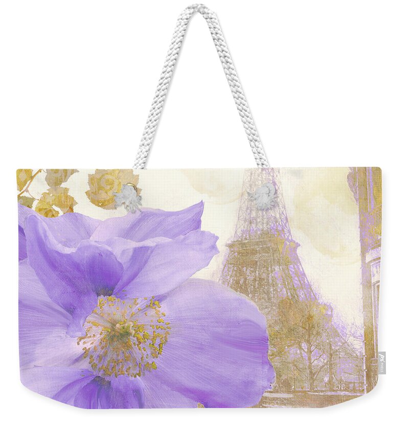 Poppy Weekender Tote Bag featuring the painting Purple Paris II by Mindy Sommers