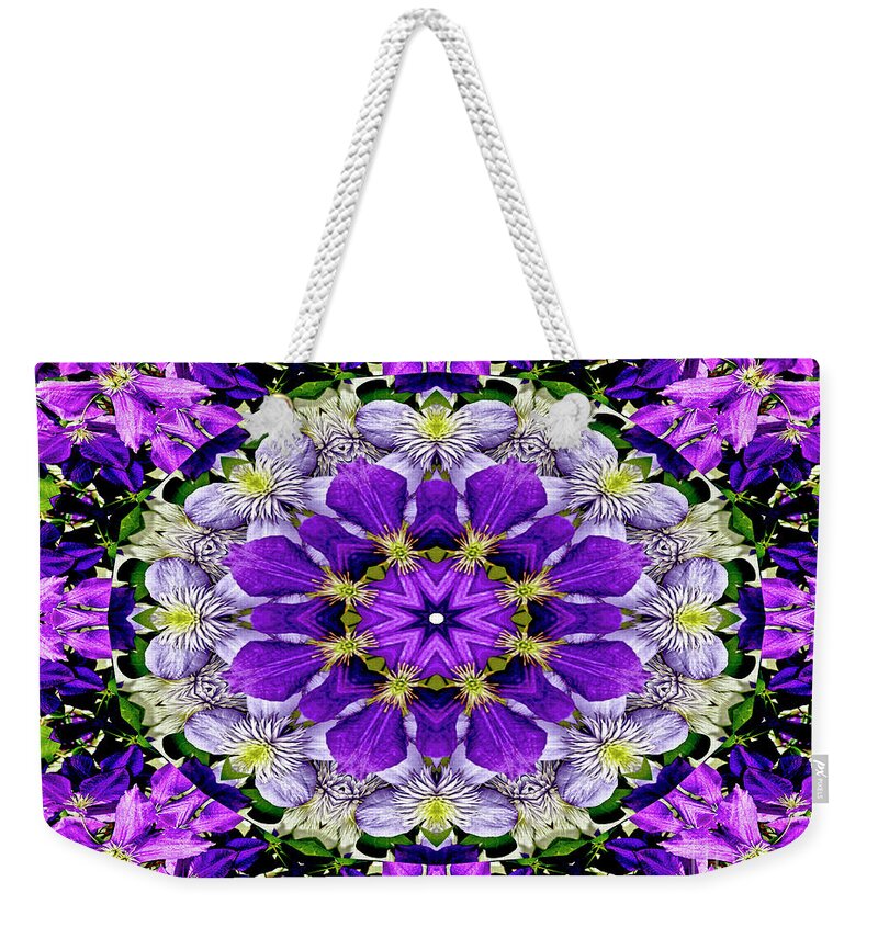 Purple Flower Weekender Tote Bag featuring the photograph Purple Passion Floral Design by Carol F Austin