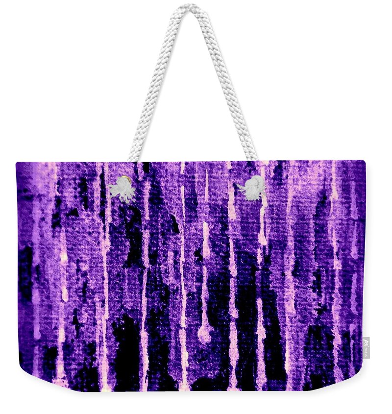 Rain Weekender Tote Bag featuring the painting Purple Rain by VIVA Anderson