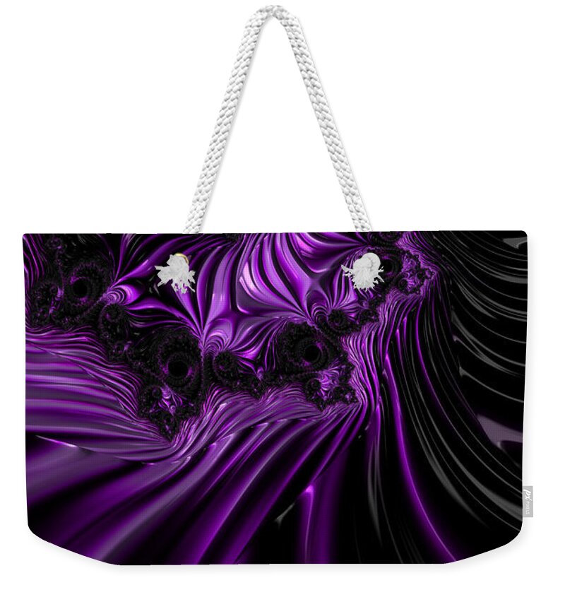 Fractal Abstract Weekender Tote Bag featuring the digital art Purple Satin Fractal by Ann Garrett