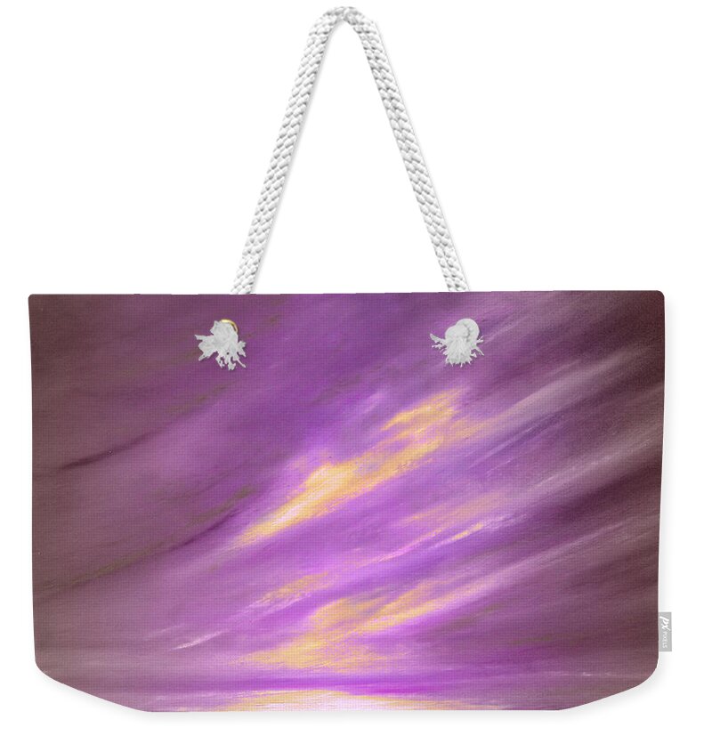 Sunset Weekender Tote Bag featuring the painting Purple Sunset by Gina De Gorna