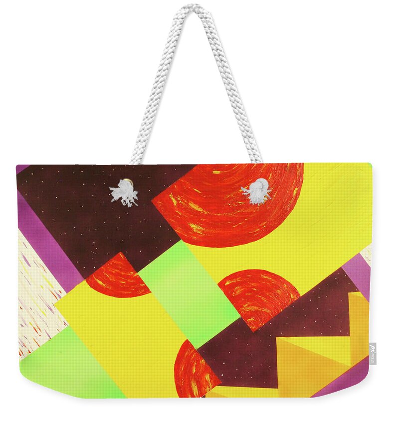 Modern Art Weekender Tote Bag featuring the painting Pyramids and Pepperoni by Thomas Blood