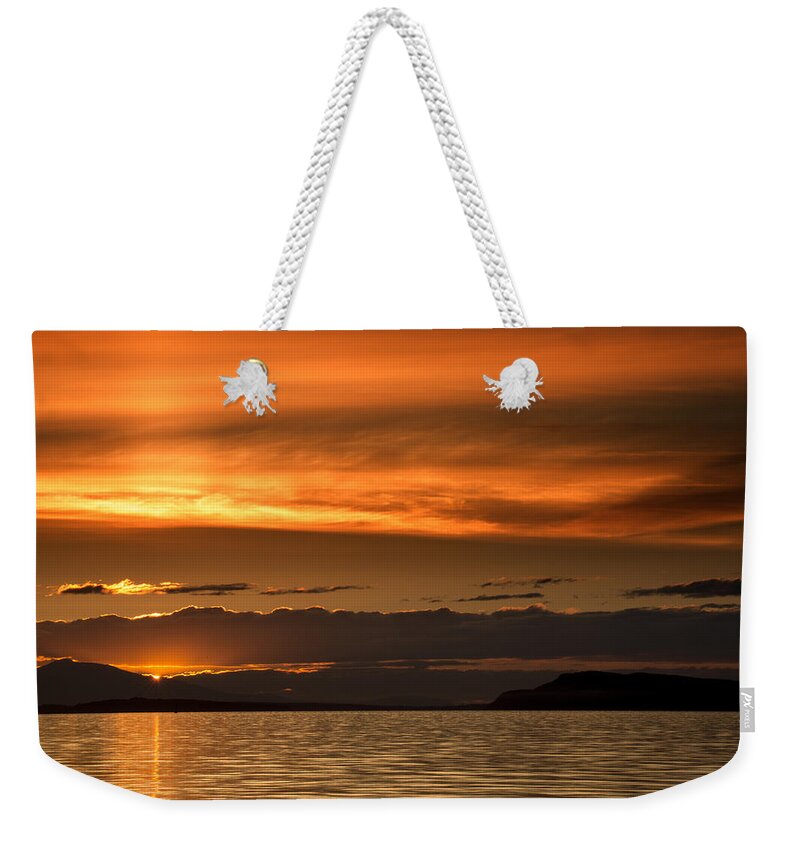 Sunset Weekender Tote Bag featuring the photograph Qualicum Beach Sunset by Randy Hall
