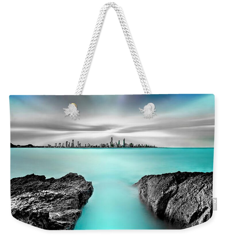 Seascape Photography Weekender Tote Bag featuring the photograph Quantum Divide Panorama by Az Jackson