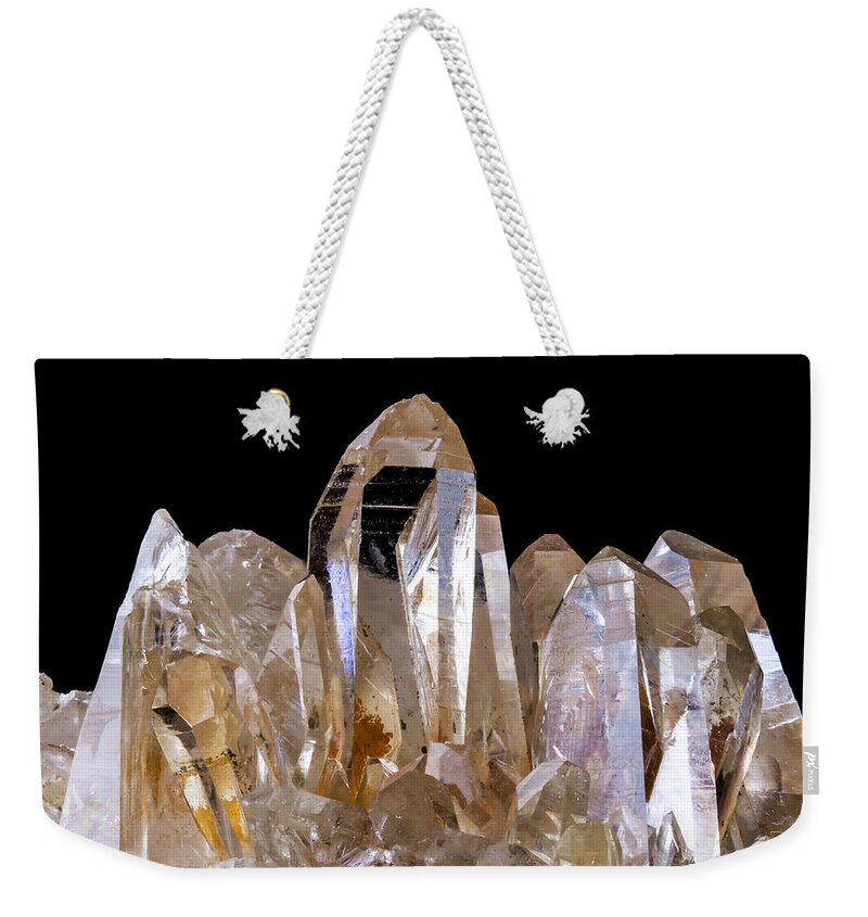 Clear Weekender Tote Bag featuring the photograph Quartz crystals by Jim Hughes