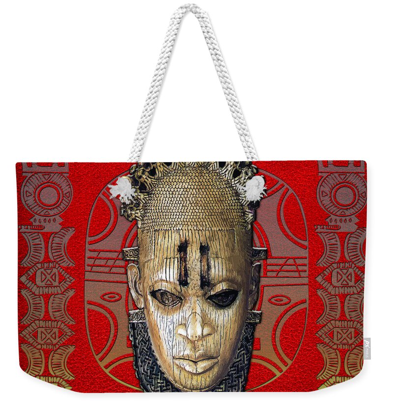 Ethnic Arts Africa By Serge Averbukh Weekender Tote Bag featuring the photograph Queen Mother Idia by Serge Averbukh