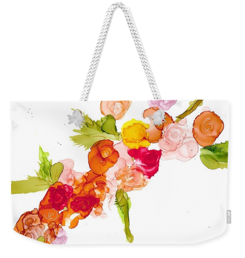 Florals Weekender Tote Bag featuring the painting Queens Day Roses by Bonny Butler