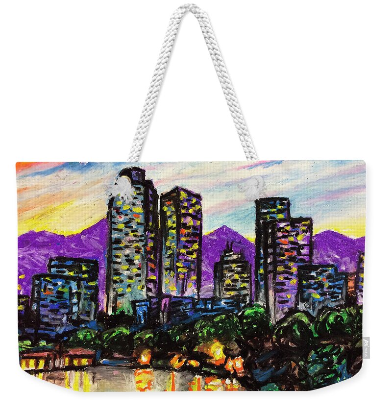 Denver Weekender Tote Bag featuring the painting Quick Sketch - Denver by Aaron Spong