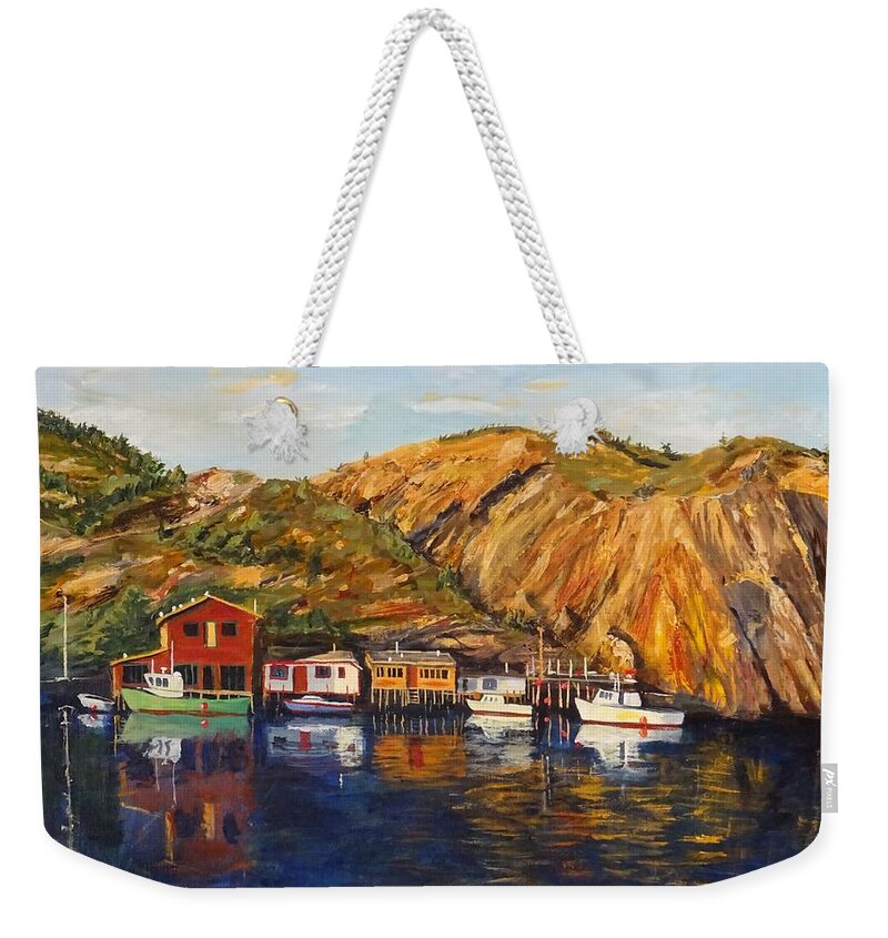 Quidi Vidi Weekender Tote Bag featuring the painting Quidi Vidi Sunset by Brent Arlitt