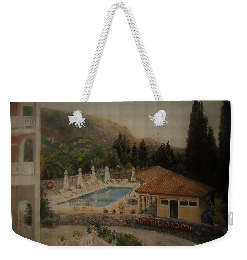 Jason Weekender Tote Bag featuring the painting Quiet and sunny by Sorin Apostolescu