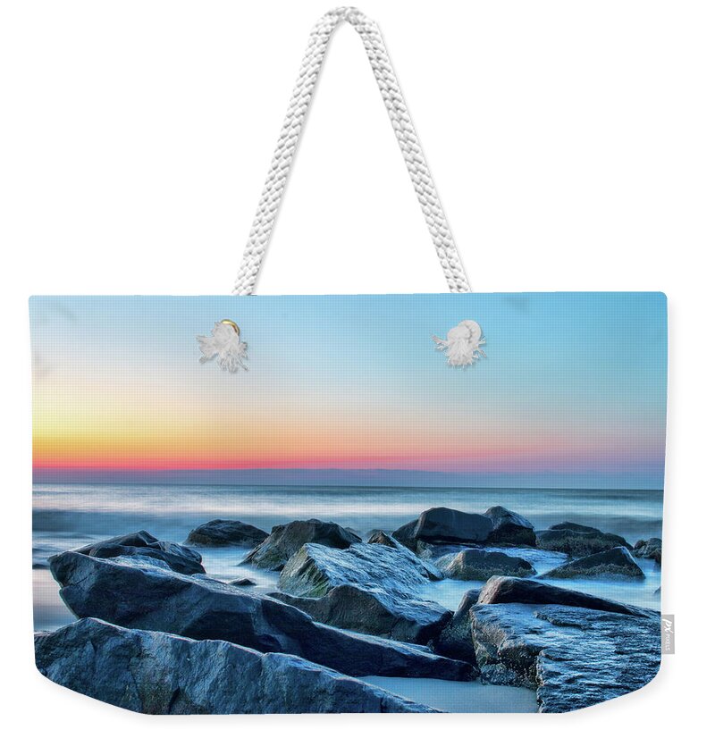 Long Beach Island Weekender Tote Bag featuring the photograph Quiet Beach Haven Morning II by Kristia Adams