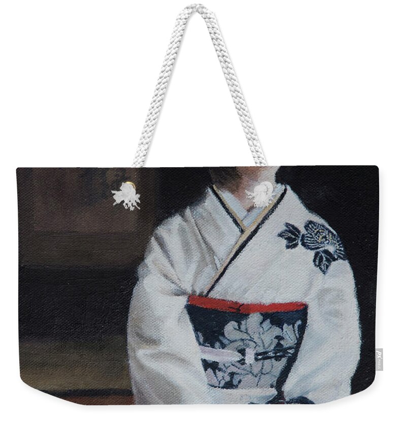 Japan Weekender Tote Bag featuring the painting Quiet Room by Masami Iida