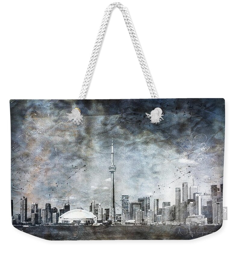 Toronto-skyline Weekender Tote Bag featuring the digital art Quiet Sky by Nicky Jameson