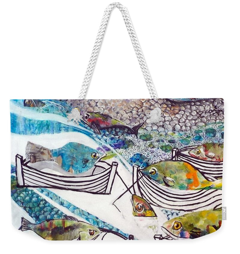 Boats Weekender Tote Bag featuring the painting Quotas, Some Chose to Remain by Chris Walker