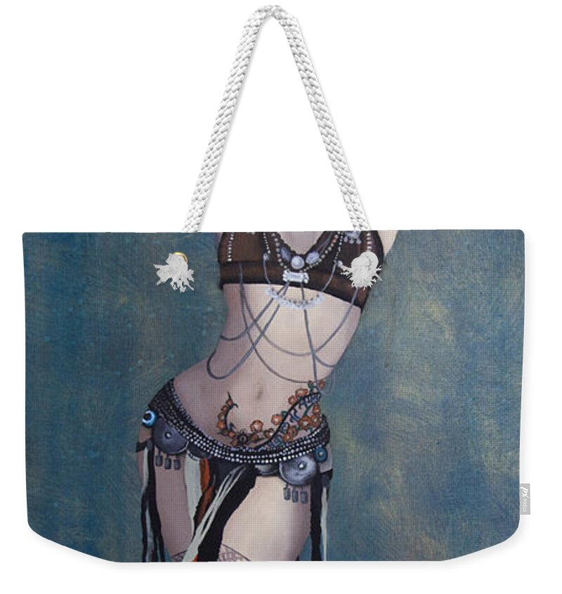 Rachel Brice Weekender Tote Bag featuring the painting Rachel Brice - Belly Dancer by Kelly King