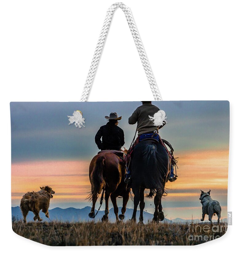 Adventure Weekender Tote Bag featuring the photograph Racing to the Sun Wild West Photography Art by Kaylyn Franks by Kaylyn Franks
