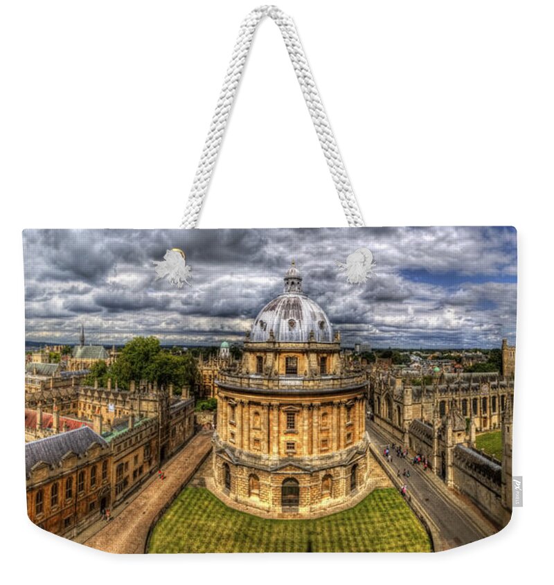Yhun Suarez Weekender Tote Bag featuring the photograph Radcliffe Camera Panorama by Yhun Suarez