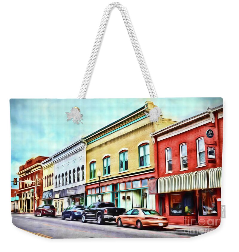 Radford Virginia Weekender Tote Bag featuring the photograph Radford Virginia - Along Main Street by Kerri Farley