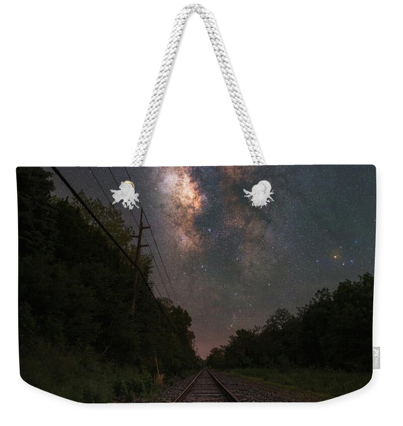 Railroad Weekender Tote Bag featuring the photograph Railroad To The Stars by Michael Ver Sprill
