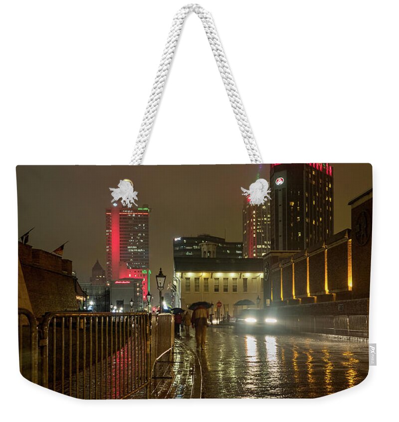 Rain Weekender Tote Bag featuring the photograph Rain and Fog in Mobile by Brad Boland