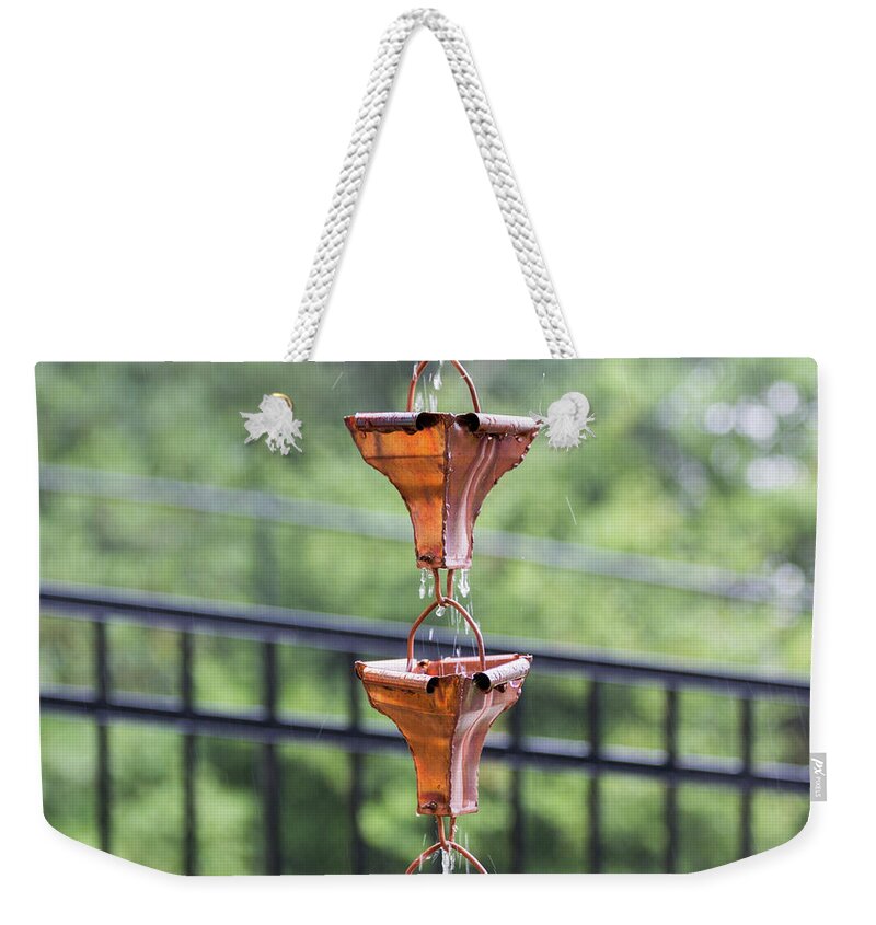 Rain Chains Weekender Tote Bag featuring the photograph Rain Chains by D K Wall