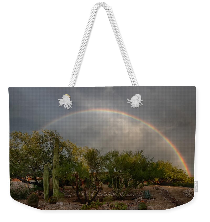 Arizona Weekender Tote Bag featuring the photograph Rain then rainbows by Dan McManus