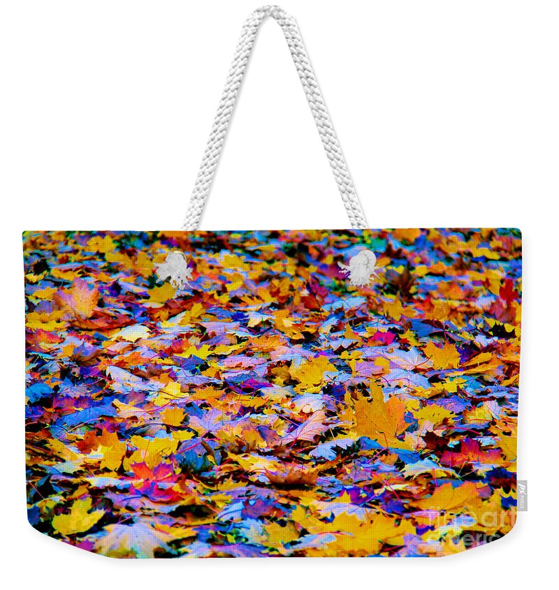Rainbow Leaves Weekender Tote Bag featuring the photograph Rainbow Leaves by Mariola Bitner