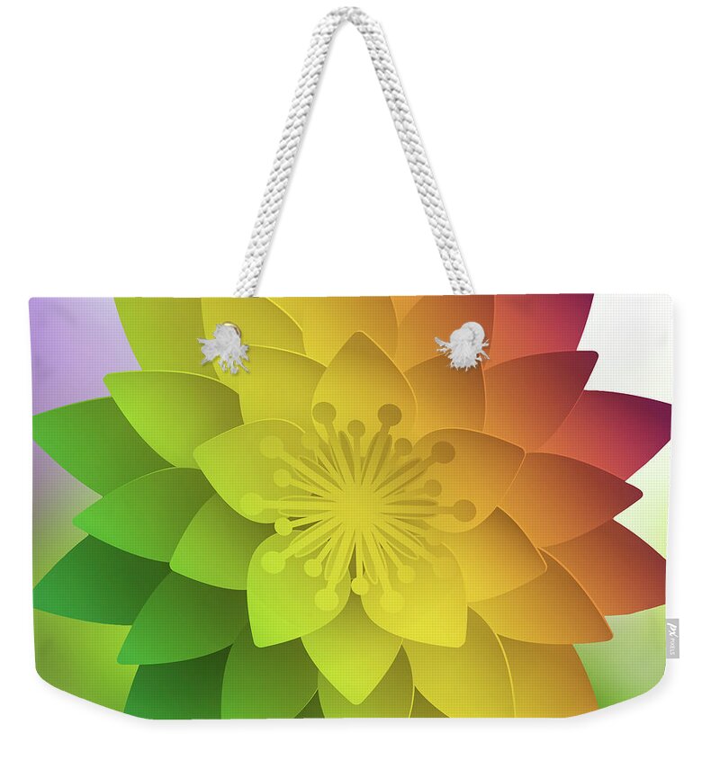 Beautiful Weekender Tote Bag featuring the digital art Rainbow Lotus by Mo T