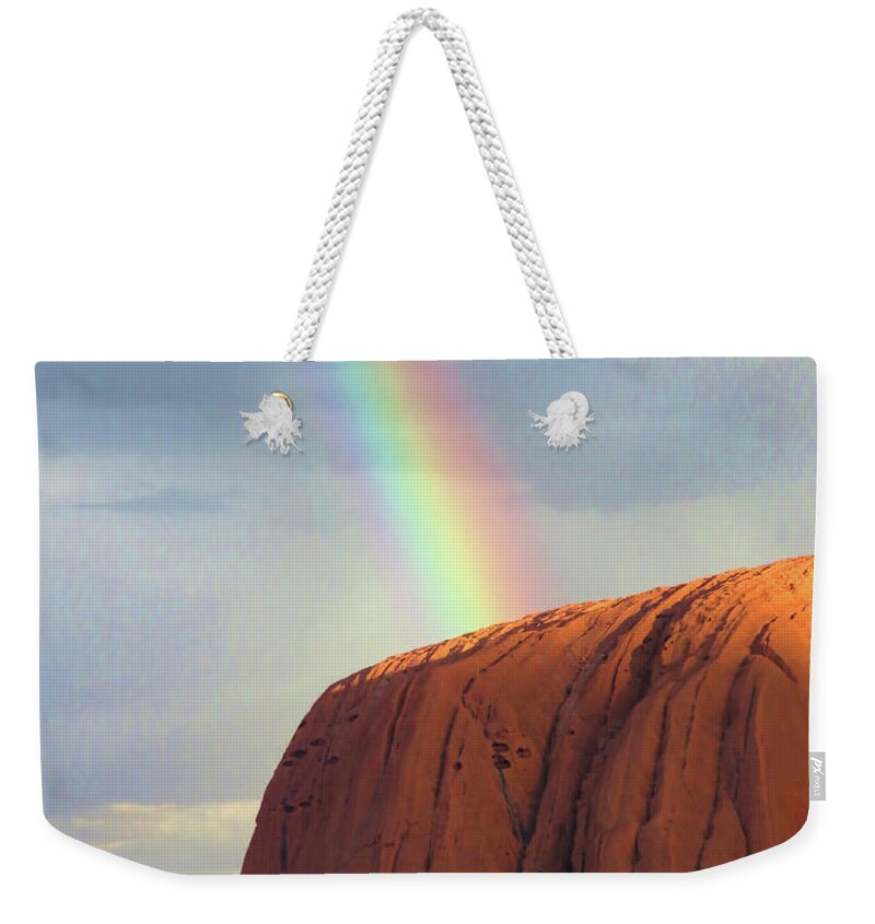 Australia Weekender Tote Bag featuring the photograph Rainbow on Uluru 2 by Helaine Cummins