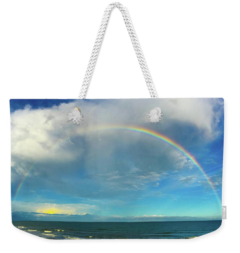 Fine Art Photography Weekender Tote Bag featuring the photograph Rainbow over Topsail Island by John Pagliuca
