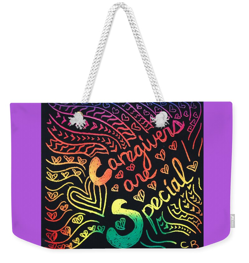 Caregiver Weekender Tote Bag featuring the drawing Rainbows by Carole Brecht