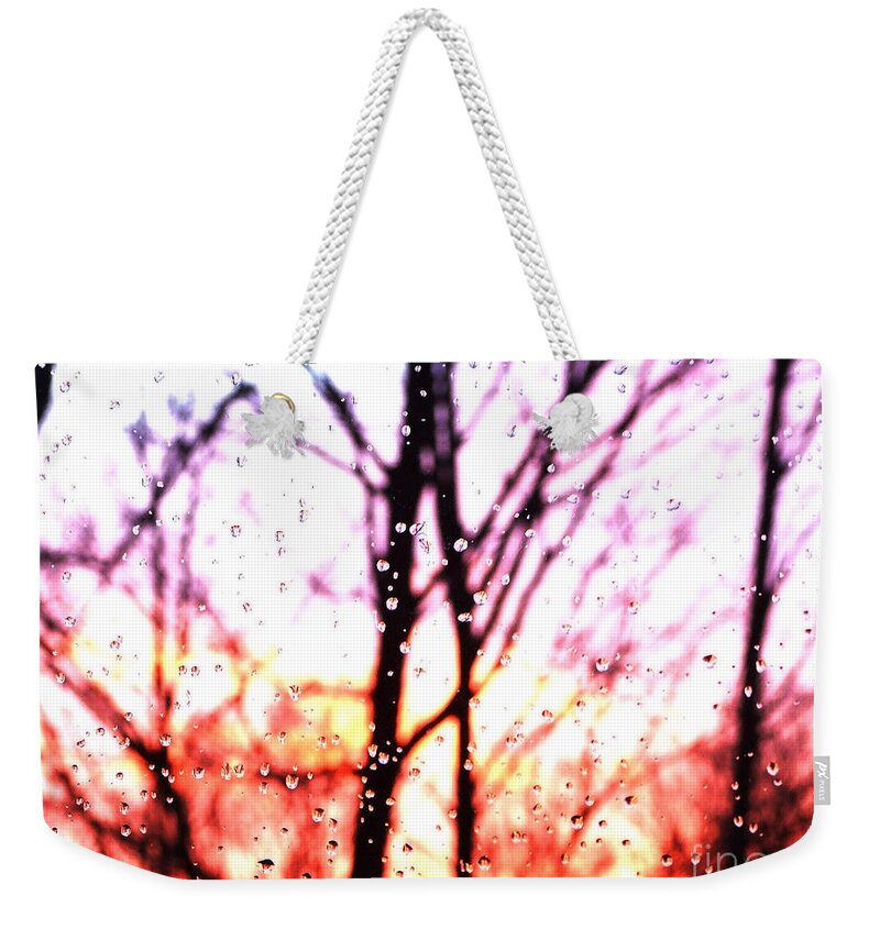 Artoffoxvox Weekender Tote Bag featuring the photograph Raindrop Sunset Photograph by Kristen Fox