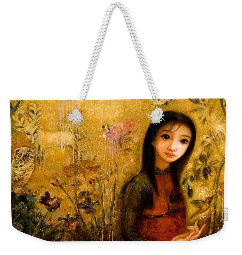 Portrait Weekender Tote Bag featuring the painting Raining Garden by Shijun Munns