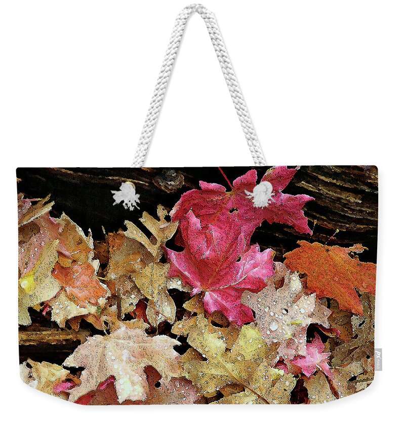 Leaves Weekender Tote Bag featuring the photograph Rainy Day Leaves by Matalyn Gardner