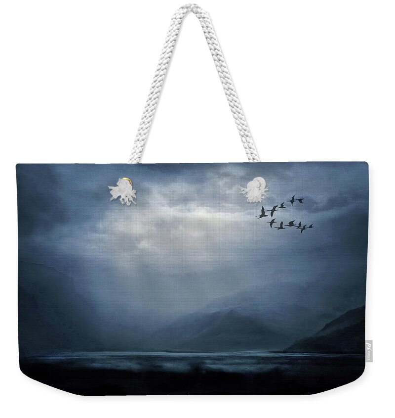 Blue Landscape Weekender Tote Bag featuring the photograph Rainy Days and Mondays by Andrea Kollo