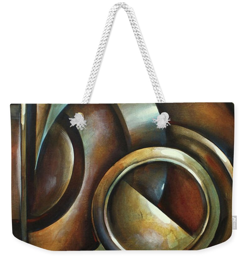 Shapes Weekender Tote Bag featuring the painting Random Containment by Michael Lang