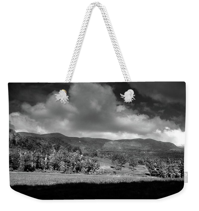 Rand's View Weekender Tote Bag featuring the photograph Rand's View in Black and White by Raymond Salani III