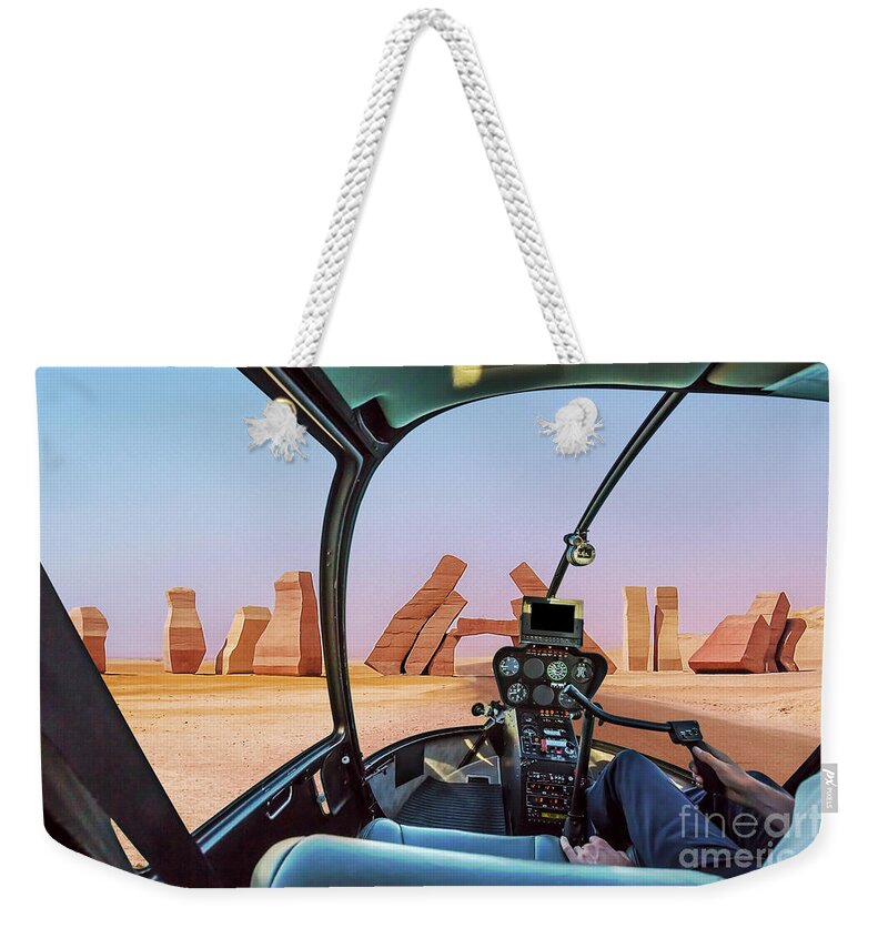 Sharm El Sheik Weekender Tote Bag featuring the photograph Ras Mohammed Helicopter by Benny Marty