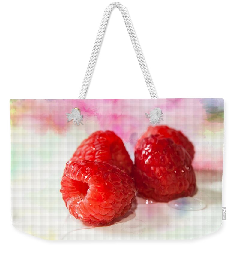 Fruits Weekender Tote Bag featuring the photograph Raspberries by Christine Sponchia