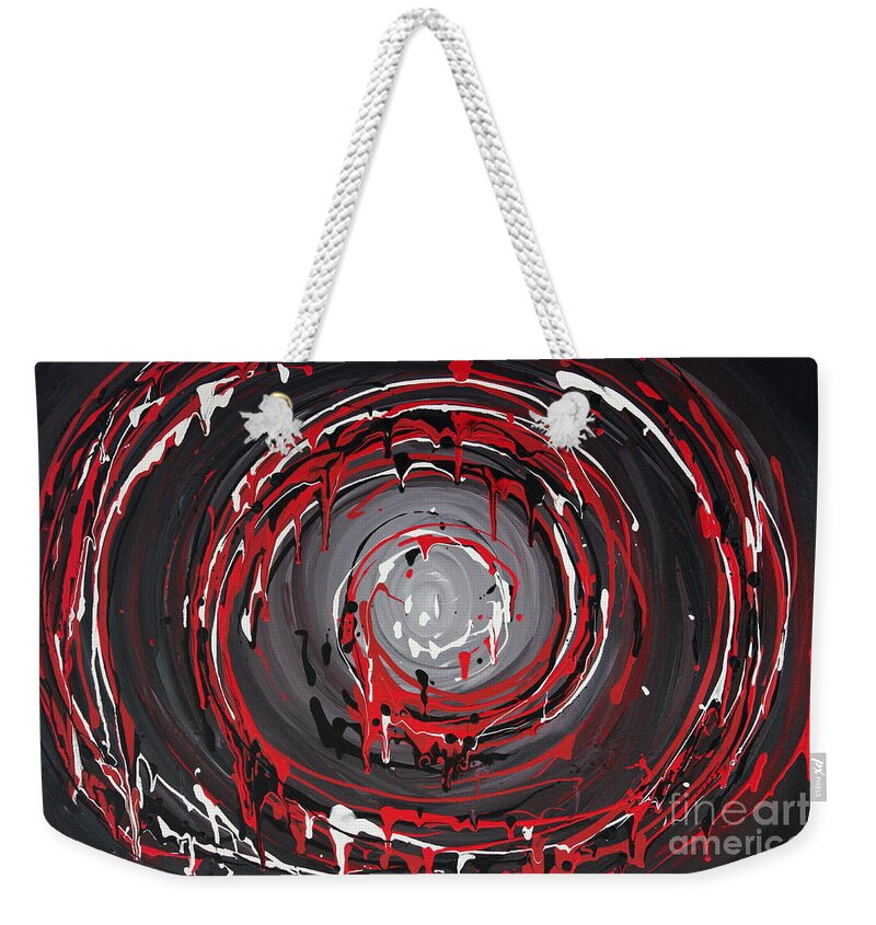 Swirl Weekender Tote Bag featuring the painting Raspberry swirls by Preethi Mathialagan