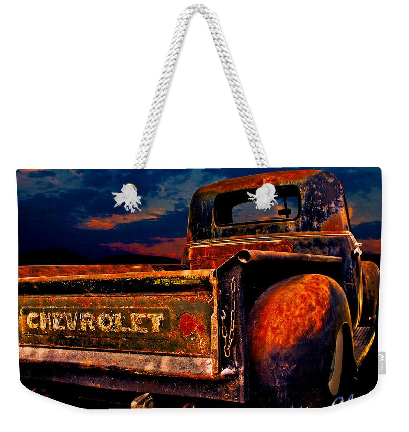 Rat Weekender Tote Bag featuring the photograph Rat Rod Chevy Truck by Chas Sinklier