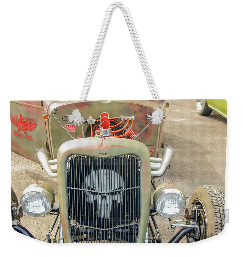 Ratrod Weekender Tote Bag featuring the photograph Ratrod Skull by Darrell Foster