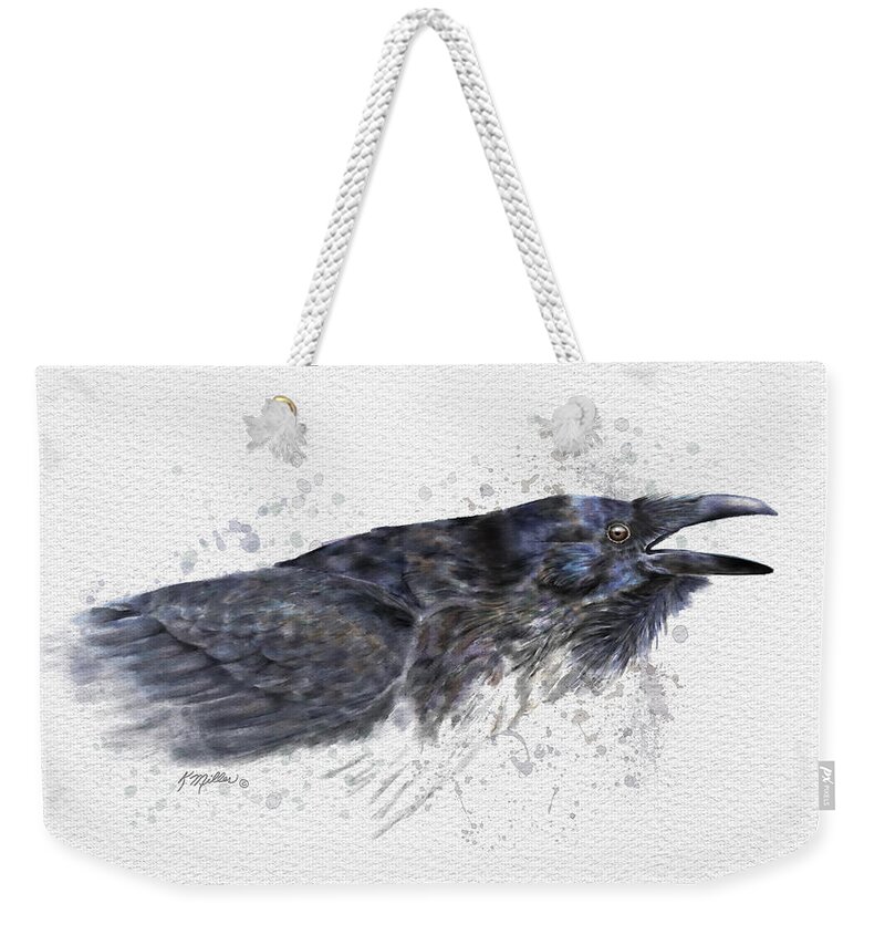 Raven Weekender Tote Bag featuring the painting Raven 2 by Kathie Miller