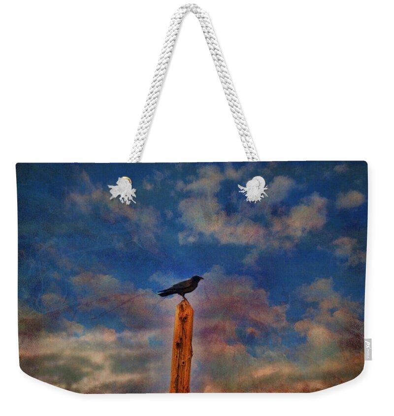 Birds Weekender Tote Bag featuring the photograph Raven Pole by Jan Amiss Photography